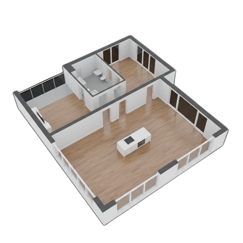 Alpha3D - AI: "Photorealistic 3D model of modern empty apartment floor ...
