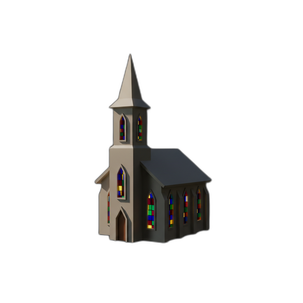 Alpha3D - AI: Low poly church with stained glass windows