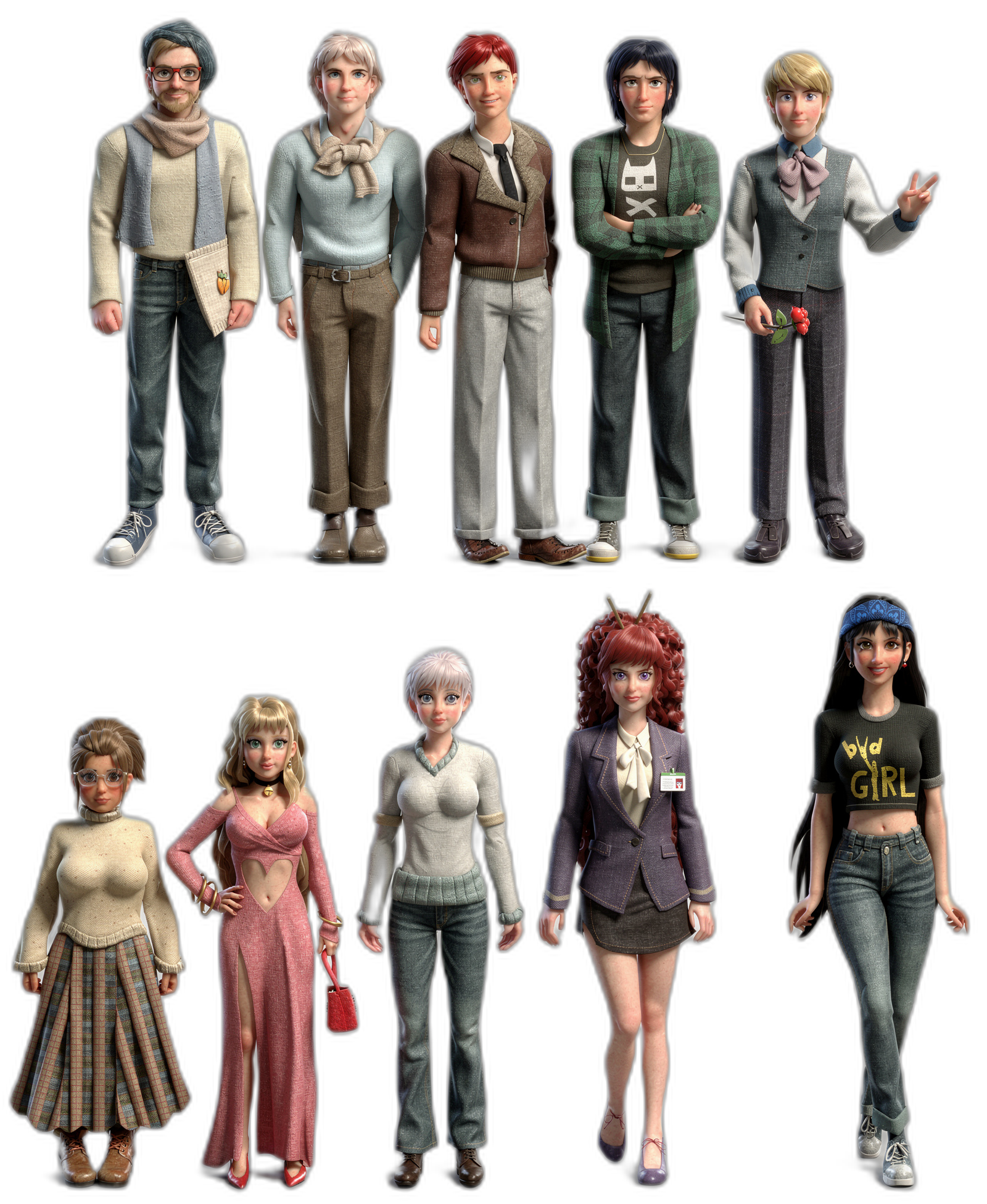 Alpha3D - AI: Crea a estos diez personajes en archivos GLB para activos 3D